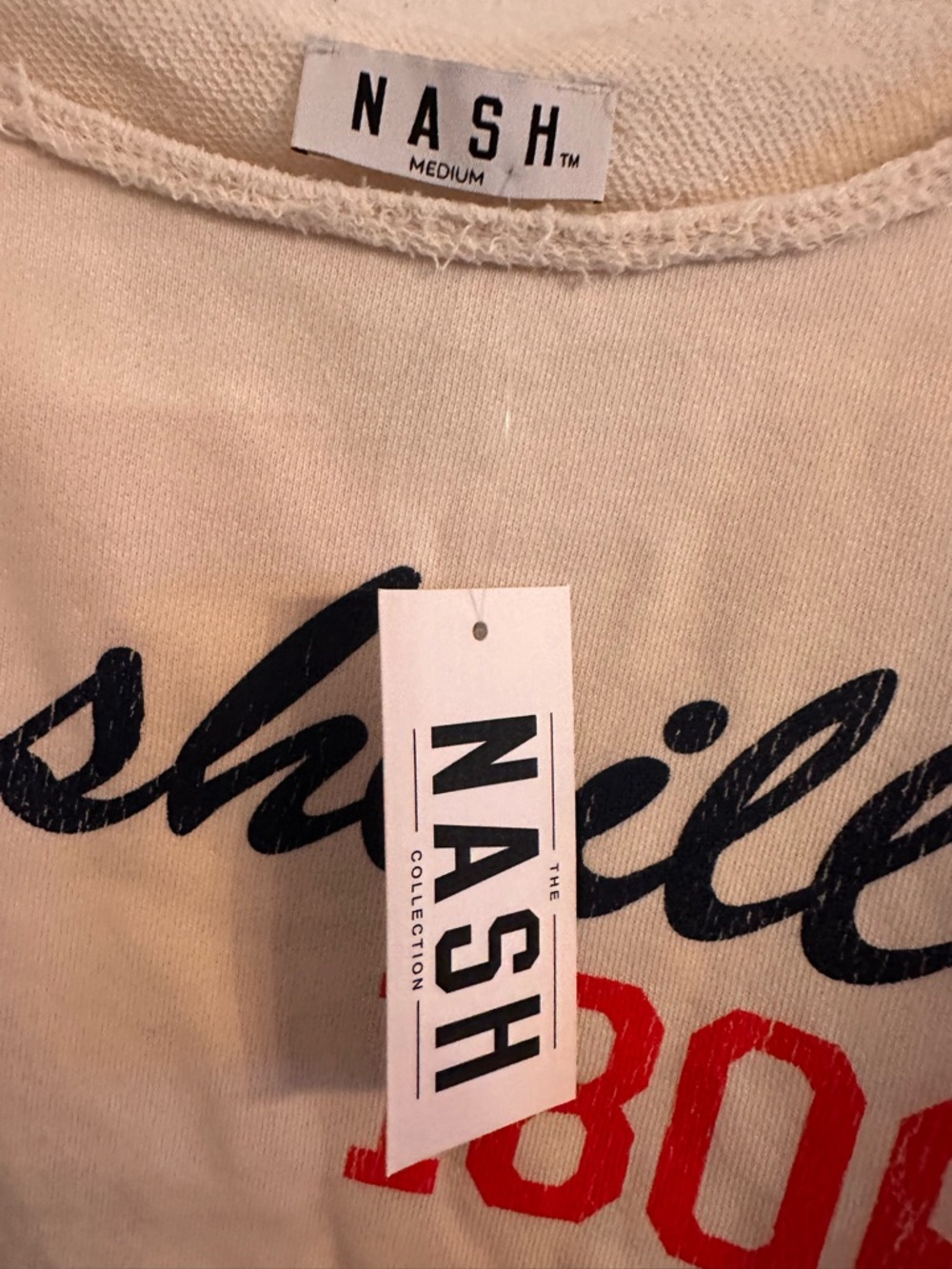 NWT | NASH | Cropped Sweatshirt | Boat Neck | Nashville Nights | Western Rodeo - Picture 2 of 4